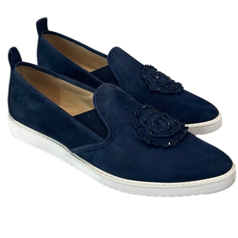 Karl Lagerfeld Women's Royal Blue Embellished Cyra Slip-On Sneakers Shoes US 10M